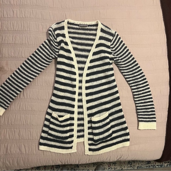 Wooden Ships Sweaters - Wooden Ships Blue and Cream Striped Cardigan nautical
